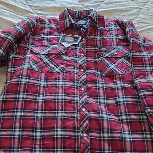 Dickies Men's Red and Black Plaid Shirt/Jacket NWT